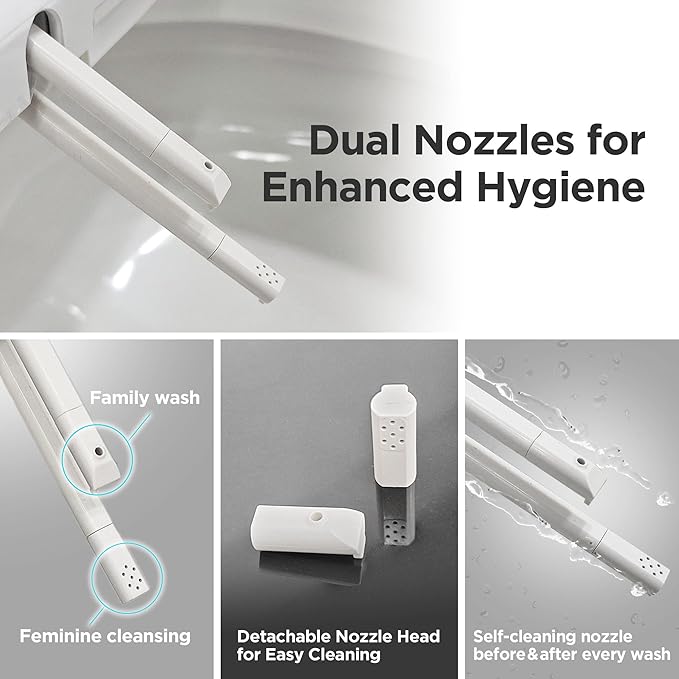 Blooming NB-R1060TE Bidet Toilet Seat, Smart Toilet Seat with Dual Nozzle, Warm Water, Dryer, Heated Seat, Ambient Nightlight, Electric Bidet with Remote (White/Elongated)