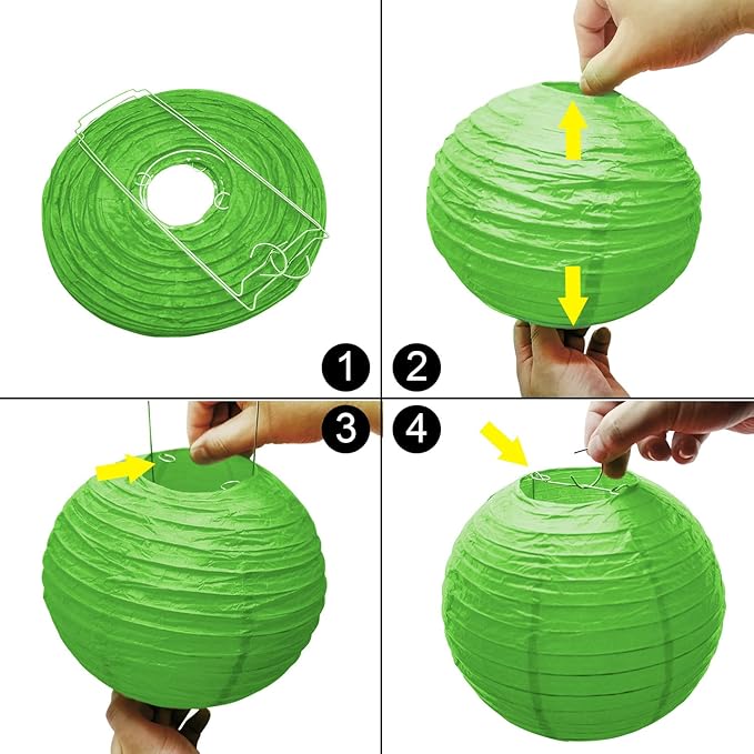 12 Pcs Green Party Paper Lanterns Green Party Supplies Round Chinese Paper Lanterns for Spring Theme Party Birthday Baby Shower Graduation Wedding St Patricks Day Decor