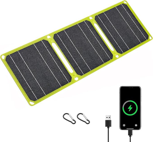 10W Portable Solar Panel, Small Foldable Solar Charger with USB-C Tybe-C Outputs Compatible with Cell Phone Tablet, IP67 Waterproof for Camping, Hiking, Backpacking