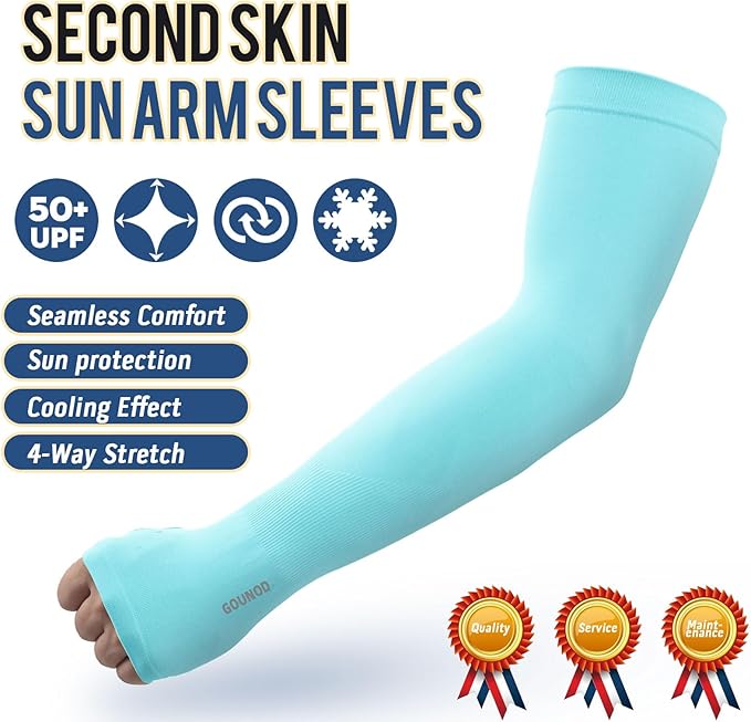 GOUNOD Sun Protection Cooling Arm Sleeves with Thumb Holes - Gardening Outdoors Sports Workouts Sunscreen Arm Sleeves