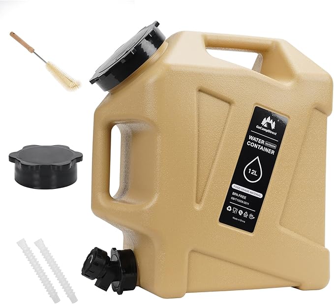 Camping Water Jug - 3.2 Gallan Water Container with Spigot | Portable Water Tank for Outdoor Hiking Picnic Supplies - Sand