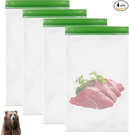 4 pack HEAVY DUTY Odor Proof Storage Bags-12ｘ20 Inch, Reusable Double-Tracked Ziplock Bags for Food Storage,Large Bear Bag fit Camping, Hiking, Water Sports and Home Organization