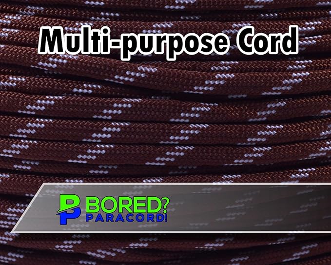BORED? PARACORD! 550 lb Paracord - Ideal for Crafting, Camping, DIY Projects, Active & Military Outdoors - Strong Survival Rope - Tactical Parachute Cord Type III - Pig Skin 50 Feet