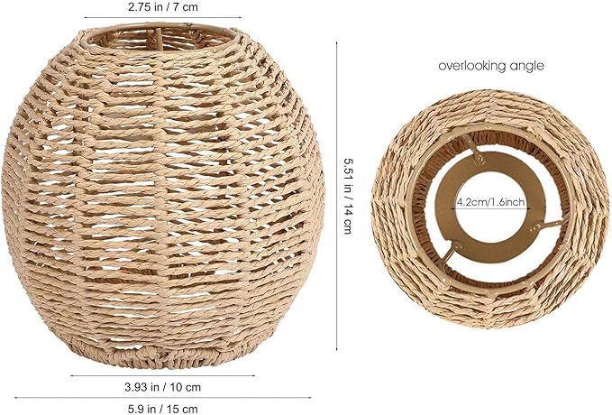 DOITOOL 3Pcs Retro Rattan Woven Pendant Light Cover, Boho Handwoven Rattan Natural Light Fixture, Bulb Guard Lamp Cage for Pendant Light, Lamp Holder, Ceiling Fan Light Bulb (Brown)