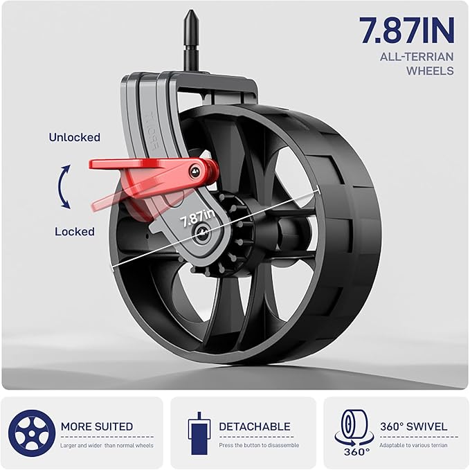 EVER ADVANCED Folding Push Wagon with Brakes, Portable Shopping Cart, Collapsible Wagon Cart with All-Terrain Big Wheels for Camping, Beach, Sports