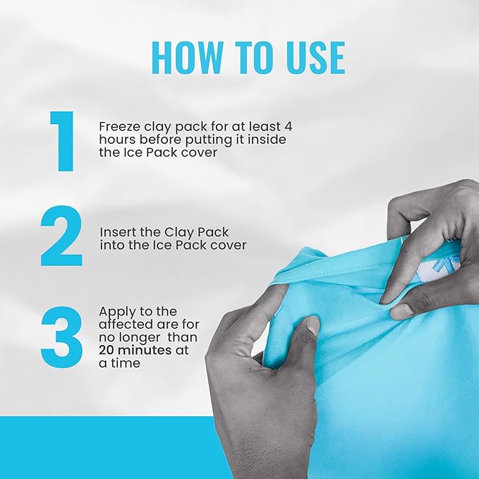 ICEWRAPS Extra Cover ONLY for 12"x21" Clay Ice Pack | Reusable and Washable Soft Fabric Cover for Cold Pack | Fabric Cold Compress Sleeve | 12"x21" Soft Ice Pack Cover | Blue Fabric Cover Only