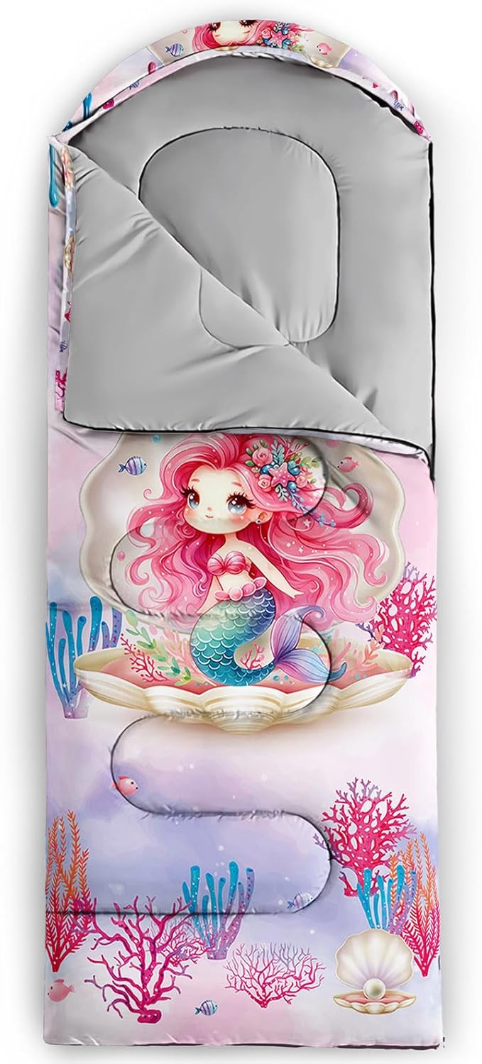 HOSIMA Dear Hunting Pattern Cold Weather Sleeping Bags for Adults,Black Light Weight Sleeping Bags for Kids Adults,WaterProof Sleeping Bags for Outdoors Hiking.