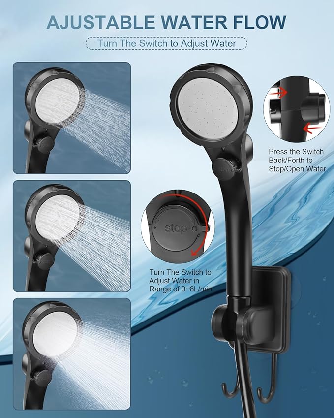 AUTOPkio Portable Camping Shower, Rechargeable Camp Shower Pump with USB Cable & Electric Outdoor Shower Head Sprayer for Camping, Hiking, Pet Bathing, Washing