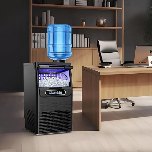 Commercial Ice Maker Machine 100 Lbs/24H, 36 Ice Cubes in 9-15 Mins, Dual Water Inlet Options, 20Lbs Storage Bin Stainless Steel Under Counter/Freestanding Ice Machine for Home, Party, Office