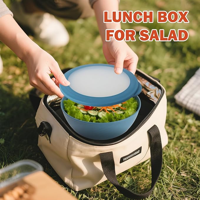 40oz wheat straw bowls with lids set of 4,cereal bowls with covers anti-leaking,unbreakable salad container for lunch, dishwasher safe bowl sets for kitchen. Vibrant Series