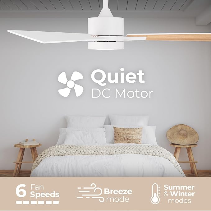 Bali Smart 3-Blade 42in Ceiling Fan 2700K-6000K CCT Selectable LED Light Kit with Remote Control and Black Hardware with Reversible Blades in Weathered Wood or Black Works With iOS or Android App