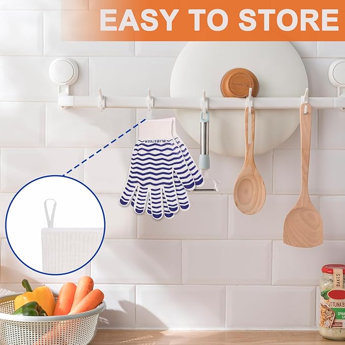 Oven Gloves 932°F Heat Resistant Oven Mitts with Fingers, Heat Proof BBQ Grill Gloves Silicone Grip Fireproof Gloves for Kitchen Cooking Grilling Baking