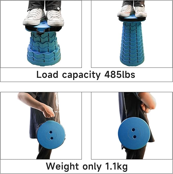 FoldingStool Colorful Stool Body Portable Collapsible Stool Seat Max Load Capacity 397lbs, Telescopic Folding Stools Retractable Stools for Adult Camping Hiking Travel Outdoor BBQ