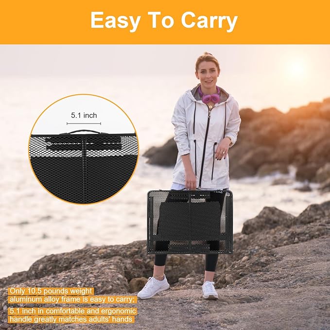 Camping Table 3FT Grill Table with 2×7/15L Storage Bag Foldable Folding Table Picnic Portable Stand Mesh 2 Height Adjustable Outdoor Card BBQ 35.4×23.6×26 inch