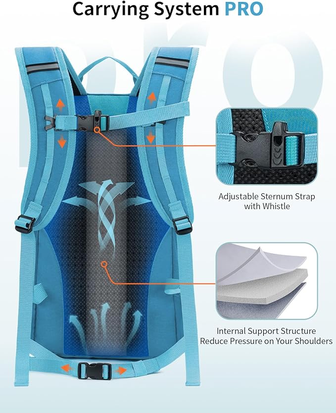 ECOHUB Small Hiking Backpack for Men Women, 20L Lightweight Travel Backpacks Water Resistant Camping Cycling Hiking Daypack