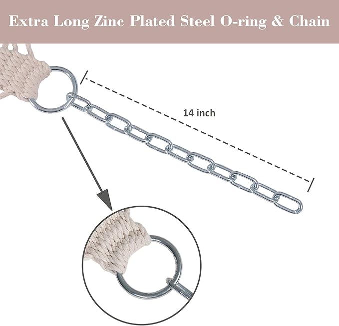 SUNCREAT 13.8 FT Hammocks Quilted Fabric Double Hammock with Detachable Curved Bamboo Spreader Bar and Soft Pillow, Max 450 lbs Capacity, Tan