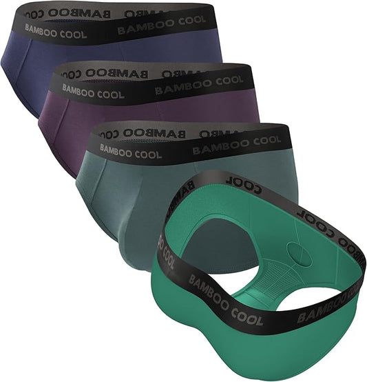 BAMBOO COOL Mens Breathable Soft Underwear Open-fly Classic Briefs, Tag-free