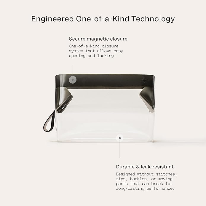 Cadence Parcel - Clear Dopp Kit with Magnetic Closure - Durable and Leak-Resistant Travel Toiletry Kit - Modular Design