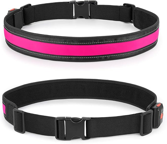 Illumifun LED Running Belt - USB Rechargeable Light Up Sash, High-Visibility Elastic Waistband Light for Running Cycling Hiking Camping Nighttime Activities