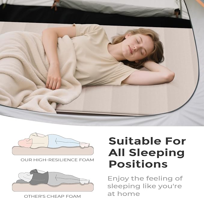 Self-Inflating Sleeping Pad with Portable Electric Air Pump, 4in Thick Memory Foam Camping Mattress for Tent Cot & Car Travel, Fast Inflate & Deflate Camping Pad