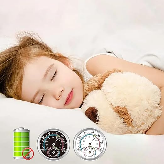 Indoor Thermometer Hygrometer Mini Analog 2 in 1 Temperature Humidity Outdoor Monitor Gauge for Home, Offices, Wall, Display Mechanical (1 Pack)