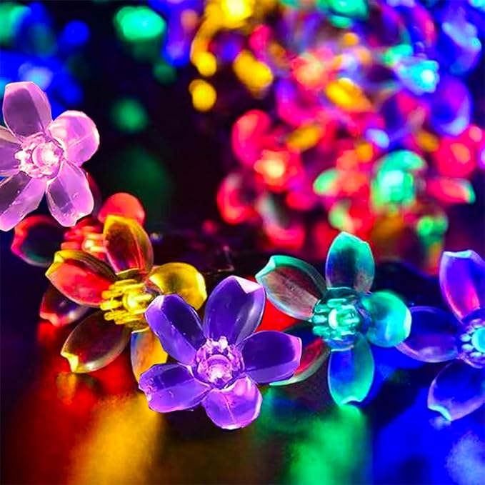 Battery Operated and USB Plug in Fairy Flower String Lights, 9.8 ft 30 LED Cherry Blossom 8 Modes Timer Indoor Bedroom Party Wedding Garden Christmas Easter Tree Hanging Decorations (Multi Color)