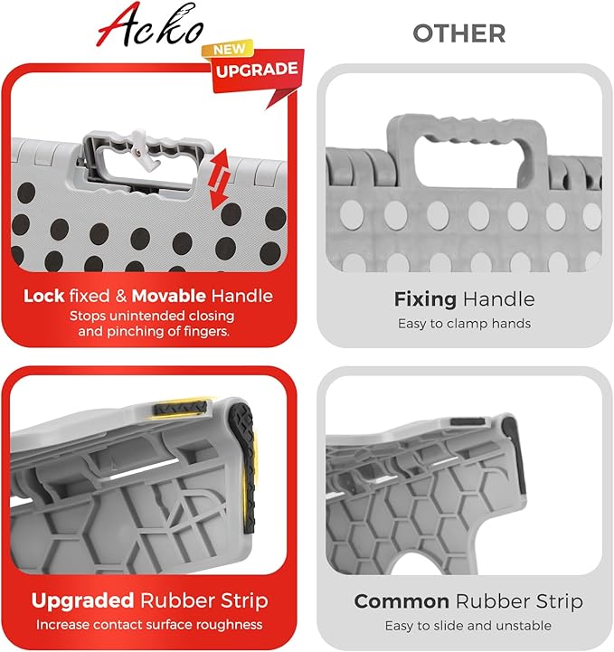 ACKO Folding Step Stool Foldable 16 Inch 400 lbs Capacity, Plastic Stools for Adults and Kids, Collapsible Stools for Kitchen, Stepping Stool with Handle(Grey)