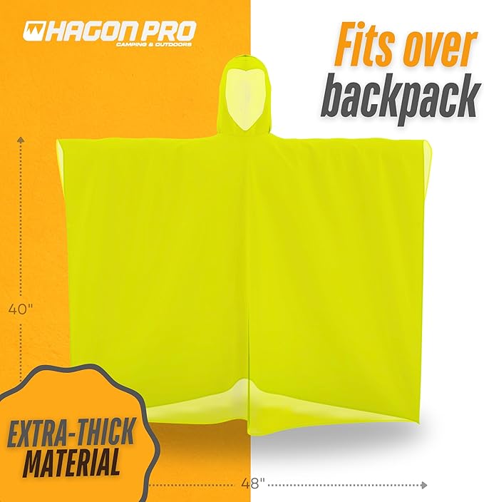 Hagon PRO Disposable Rain Ponchos for Adults (5 Pack)