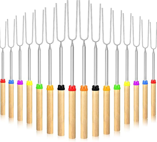 10 Pack 32 Inch Marshmallow Roasting Sticks Bulk, Smores Skewers for Fire Pit Kit, Hot Dog Camping Skewers Accessories Campfire Marshmellow Extendable Forks Bbq Tools Smores Sticks