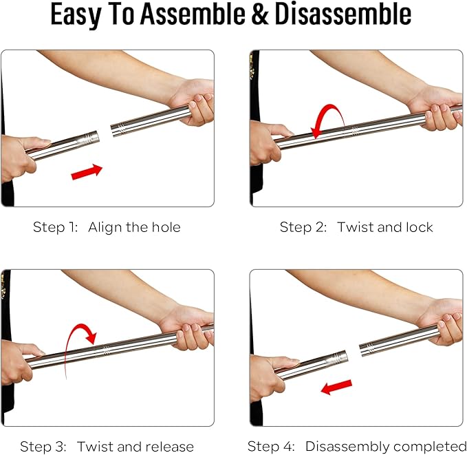 SANLIKE Telescoping Tarp Pole Heavy Duty Tent Poles, 33"-86.6"/94" Thickened Tube Collapsible Stainless Steel Canopy Poles for Camping Backpacking Hiking Awning Sun Sails Outdoor Sports, Set of 2