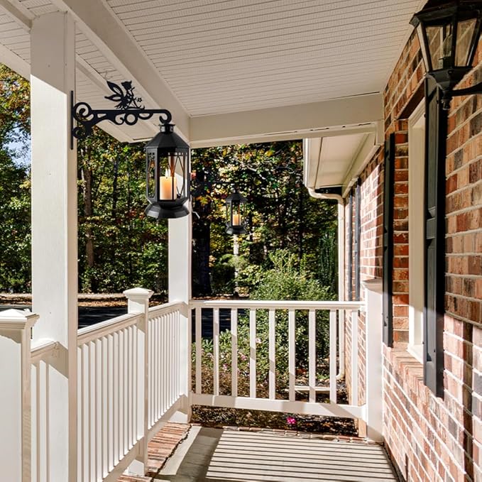 hogardeck Plant Hangers Outdoor Decor, 2 Pack 10??Metal Hanging Plant Bracket with Fairy for Garden Patio Yard Decor, Anti Rust Plant Hooks for Hanging Plants, Bird Feeder, Wind Chime, Lantern