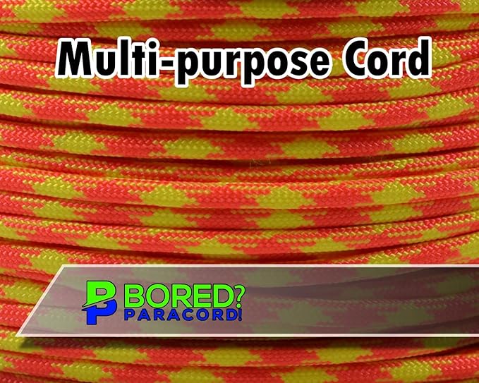 BORED? PARACORD! 550 lb Paracord - Ideal for Crafting, Camping, DIY Projects, Active & Military Outdoors - Strong Survival Rope - Tactical Parachute Cord Type III - Search and Rescue 50 Feet
