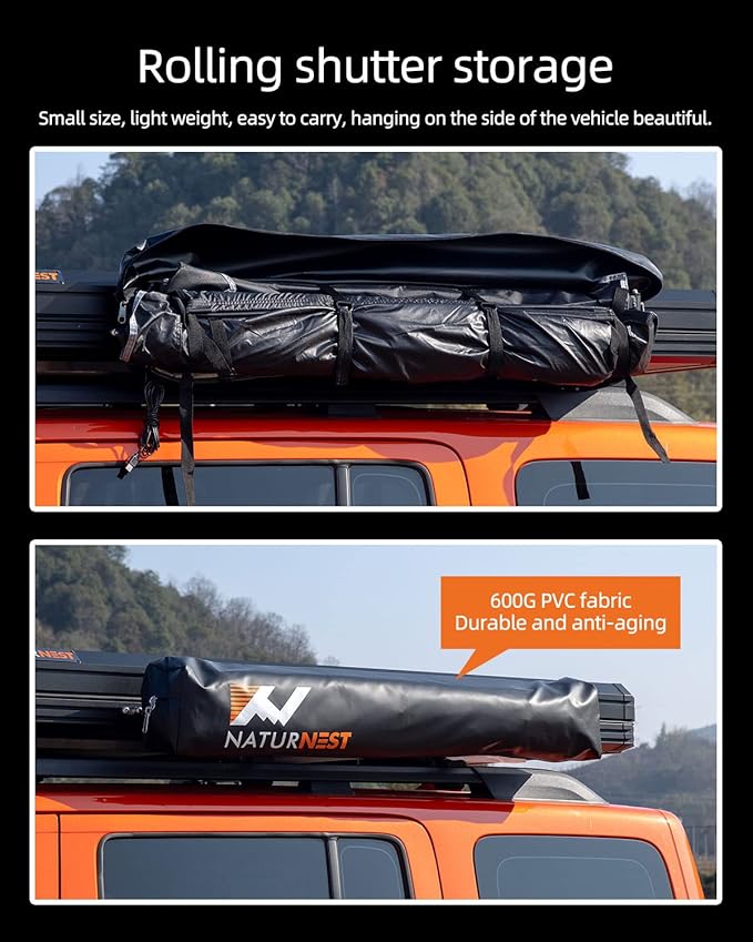 Naturnest Shower Awning with Roof and Floor mat, Overland Shower Awnings, Bathroom Tent for SUV Car Camping Shower Tent Roof Shower Awnings Toilet Camping Privacy Shelters Car Side Shower Room