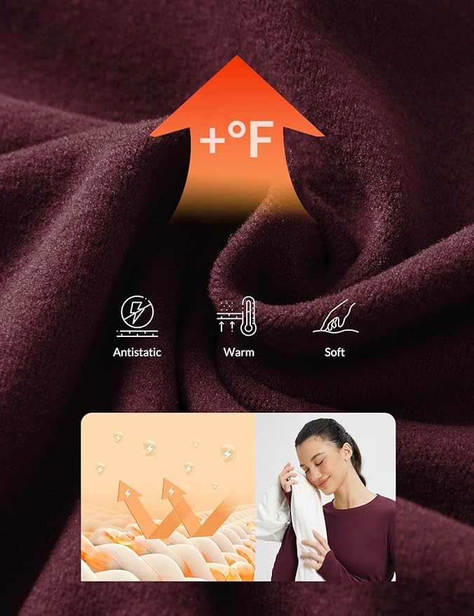 baleaf Womens Thermal Shirts Fleece Lined Long Sleeve Tops Workout Base Layer Slim Fit Cold Weather Gear