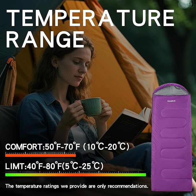 3 Seasons Sleeping Bags for Adults, Portable, Waterproof, Lightweight,with Storage Sack for Outdoor & Indoor, Hiking, Camping, Warm & Cold Weather Sleeping Bag for kids 10-12, Girls, Boys Mens