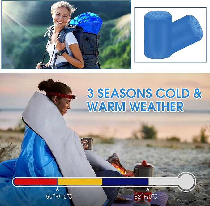 10 Pcs 0 Degree Camping Sleeping Bags Bulk for Adults Cold Weather Sleeping Bags 4 Season Warm Waterproof Lightweight with Compression Sack for Backpacking Hiking Travel Homeless