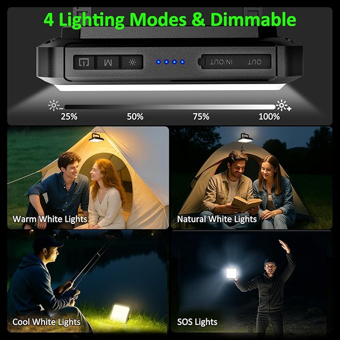 20000mAh Rechargeable Camping Lantern, Battery Powered LED Camping Lights, 1300LM Ultra Bright, 36H Runtime, 4 Modes, IPX4 Waterproof Tent Light Portable for Outdoor, Emergency, Blackout Survival Gear