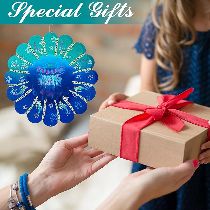 Jellyfish Metal Wind Spinners -Jellyfish Gifts for Women Mom Grandma Wife, Hanging Animations Wind Spinner for Outdoor & Indoor Decorations, 12 inch for Ornament Gifts