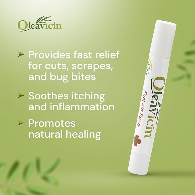 First Aid Spray & Bug Bite Relief - 2 Pack – Organic Olive Leaf Extract | Fast-Acting Relief for Minor Skin Irritations, Bug Bites & Burns | Natural & Clinically Proven | 0.17 oz (5ml)