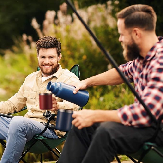 ALOUFEA 12oz Stainless Steel Insulated Coffee Mug with Handle, Double Wall Vacuum Tumbler Cup with Fliping Lid, Black, 4 Pack