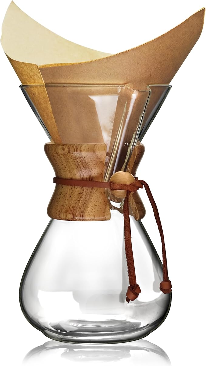 AGOGO Pour Over Coffee Maker Set Glass Coffee Maker with 50pcs Filter Paper -for Home, Office, Camping, Cafes - Easy Clean Coffee Dripper Set (Rag&Brush Included) (8 Cup/28 oz)