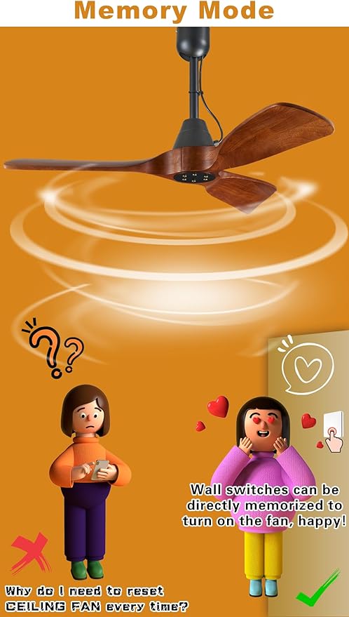 3 Blades Wood Outdoor Ceiling Fan for Patios, Farmhouse Rustic Ceiling Fans, 42" Plug-in Wet Rated Outdoor Gazebo Fan for Exterior House Porch Patio, Waterproof,F248