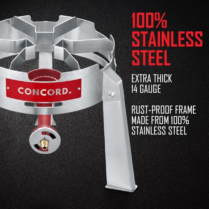 CONCORD Titan Burner. Stainless Steel Single Propane Burner. Great for Camping, Canning, Outdoor Cooking, Home Brewing, and More