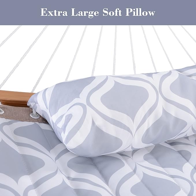 SUNCREAT Hammocks Outdoor Hammock with Stand, 450 lbs Capacity, 2 Person Hammock with Stand, Gray Drops