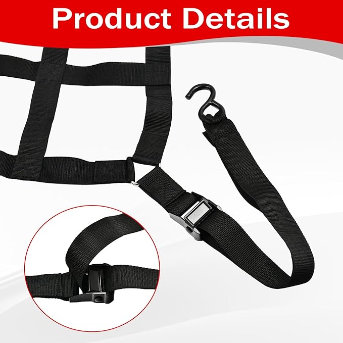 Heavy Duty 42" x 50" Truck Bed Cargo Net with Adjustable Cam Buckles & S-Hooks,3.5' x 4.17' Cargo Net with 1100LBS Capacity for Pickup Truck Bed Trailer SUV Jeeps