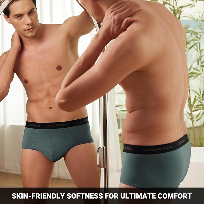 BAMBOO COOL Mens Breathable Soft Underwear Open-fly Classic Briefs, Tag-free