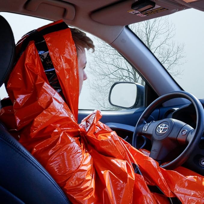 Survival Frog Tact Bivvy 2.0 Emergency Sleeping Bag w/Stuff Sack, Carabiner, Survival Whistle, ParaTinder - Compact, Lightweight, Waterproof, Reusable, Thermal Bivy Sack Cover, Shelter Kit