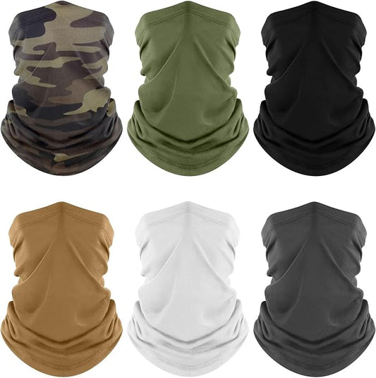 Fuinloth Neck Gaiter, 6 Pack Cooling UV Protection Bandana Buff Face Mask Gator Scarf for Men Women