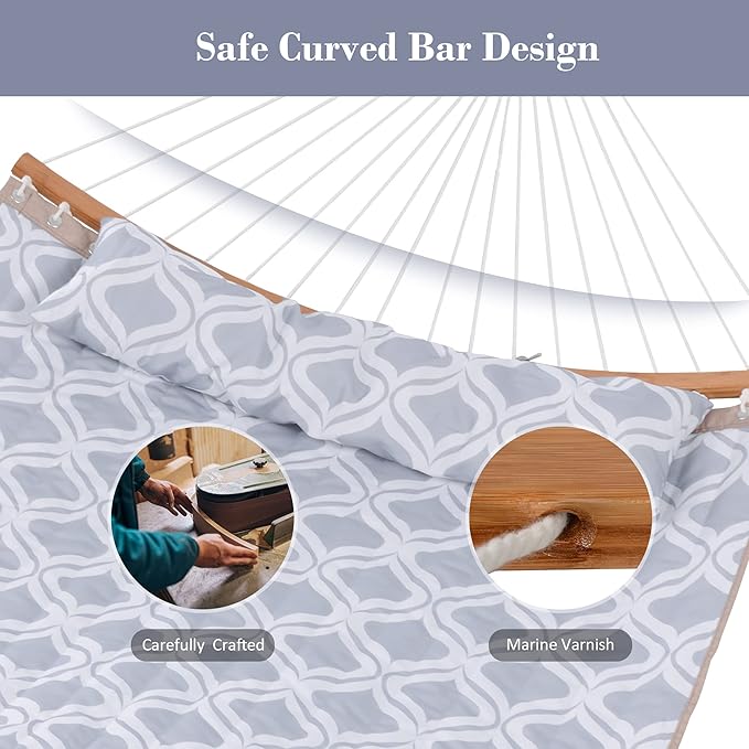 SUNCREAT Hammocks Outdoor Hammock with Stand, 450 lbs Capacity, 2 Person Hammock with Stand, Gray Drops