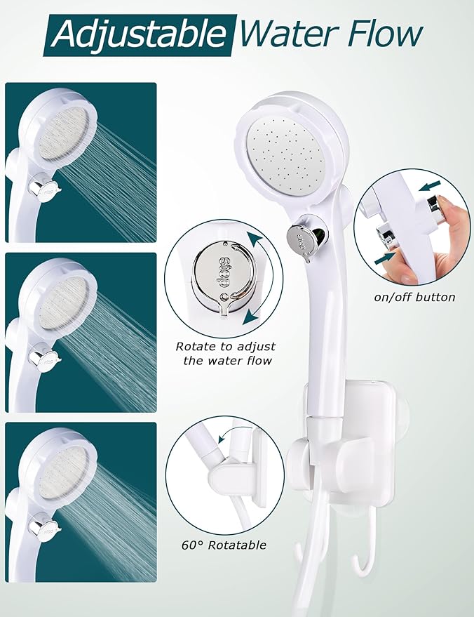 innhom Portable Shower, 8000mAh Rechargeable Camping Shower Pump with LED Display & IPX8 Waterproof, Electric Outdoor Camp Shower, Ideal for Camping, Travel, Car Washing